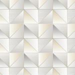 Geometrix gx37631 abstrato com quadrados e triângulos, cinza, amarelo, bege com contornos prata